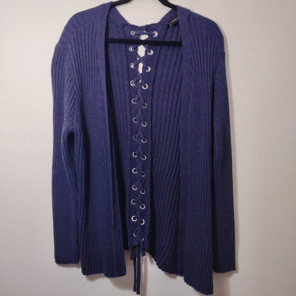 Lane Bryant Blue Lace Up Cardigan Sweater 22/24